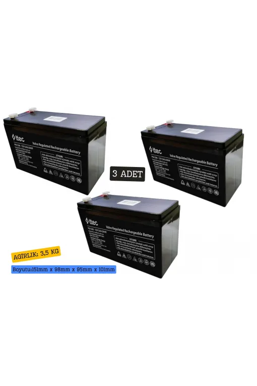 ttec 12V 12Ah BASE Bakımsız Kuru Akü 3 Adet ttec 12V 12Ah BASE Bakımsız Kuru Akü 3 Adet